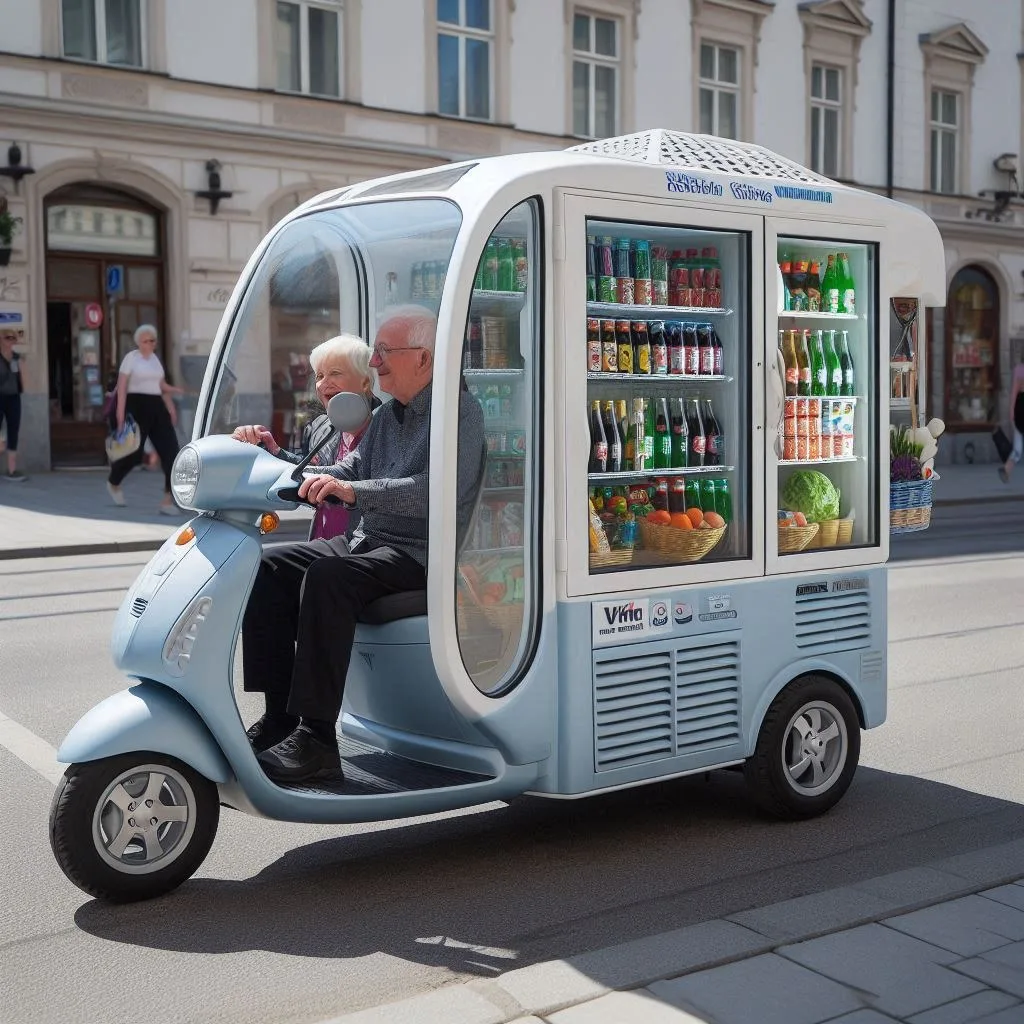 Ride in Style: The Mobile Scooter Shaped Like a Refrigerator for a Cool and Unique Experience