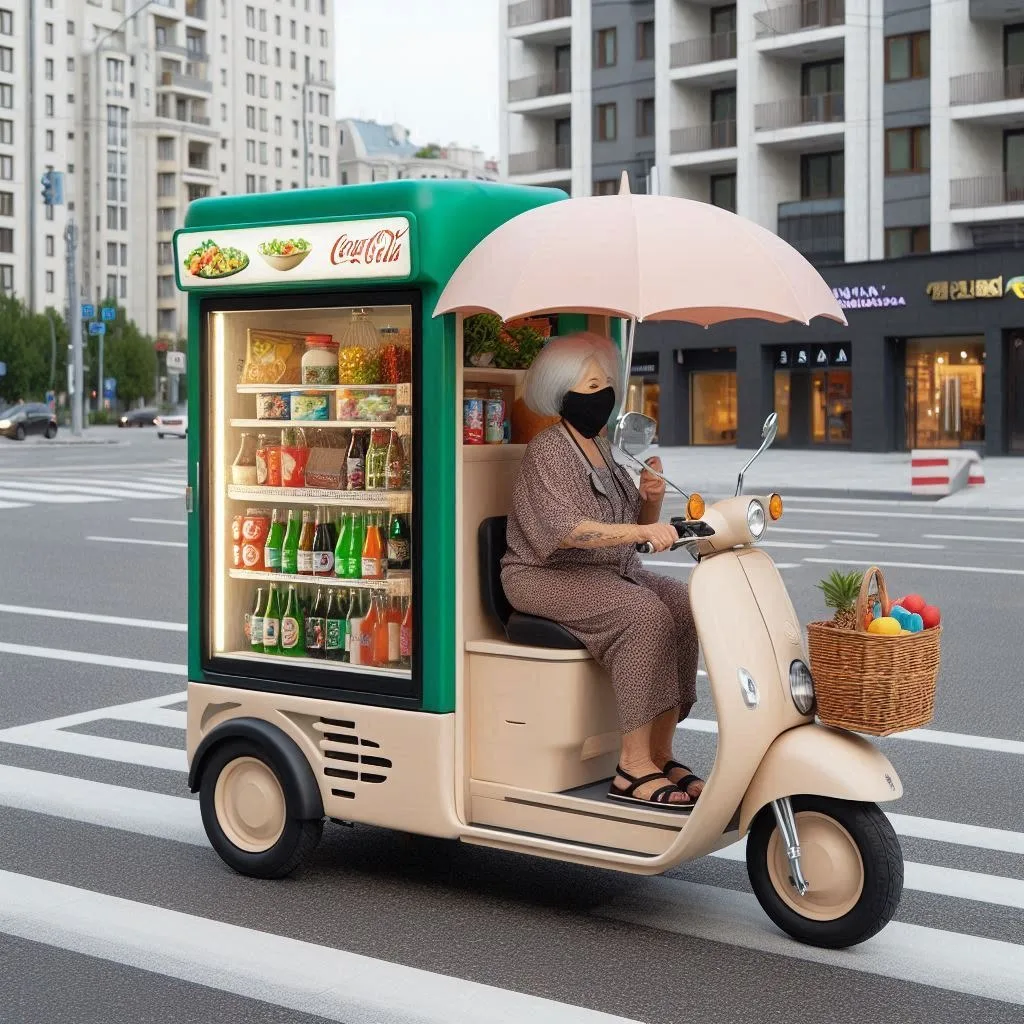 Ride in Style: The Mobile Scooter Shaped Like a Refrigerator for a Cool and Unique Experience