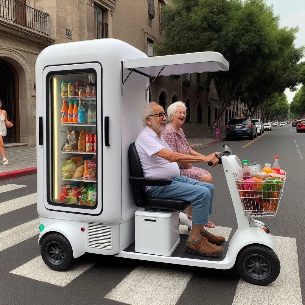 Ride in Style: The Mobile Scooter Shaped Like a Refrigerator for a Cool and Unique Experience