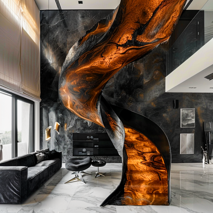 The Perfect Fusion: Spiral Lava Epoxy Staircases as Art and Architecture