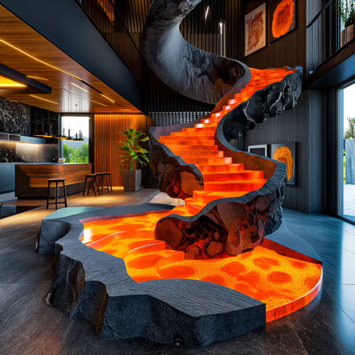 The Perfect Fusion: Spiral Lava Epoxy Staircases as Art and Architecture