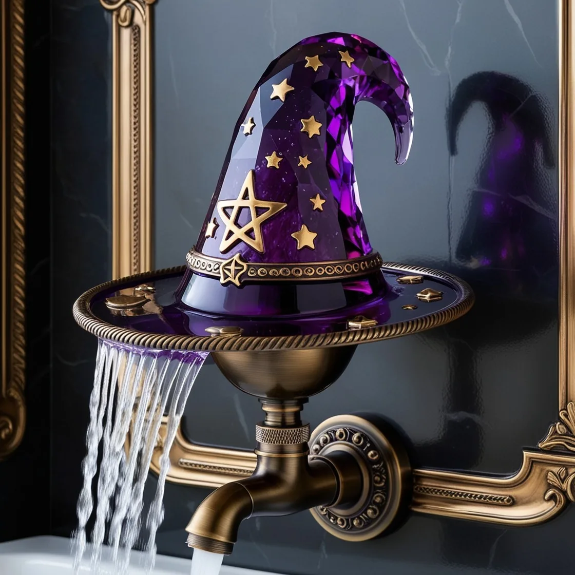 Enchant Your Bath Space with the Amethyst Crystal Witch Hat Shower: A Spellbinding Touch of Elegance