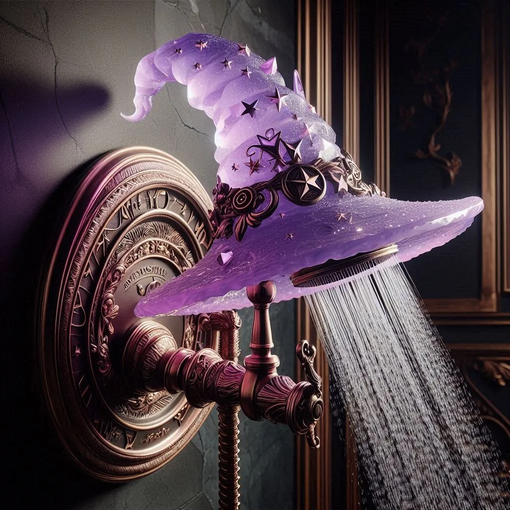 Enchant Your Bath Space with the Amethyst Crystal Witch Hat Shower: A Spellbinding Touch of Elegance