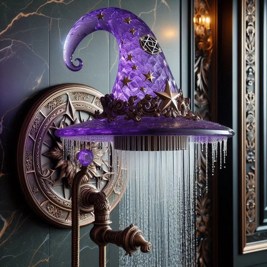 Enchant Your Bath Space with the Amethyst Crystal Witch Hat Shower: A Spellbinding Touch of Elegance