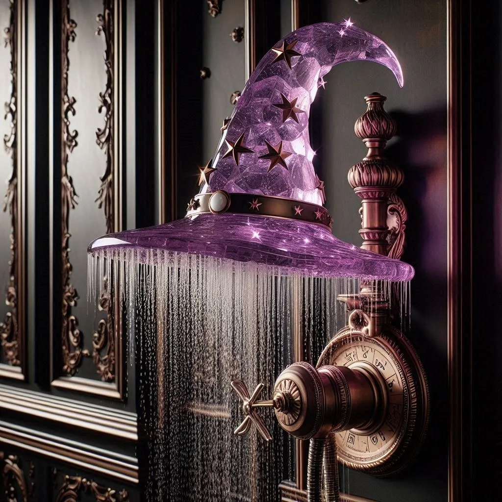 Enchant Your Bath Space with the Amethyst Crystal Witch Hat Shower: A Spellbinding Touch of Elegance