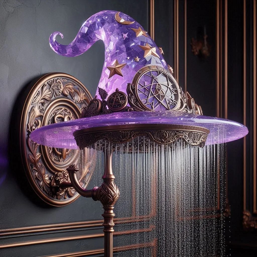 Enchant Your Bath Space with the Amethyst Crystal Witch Hat Shower: A Spellbinding Touch of Elegance