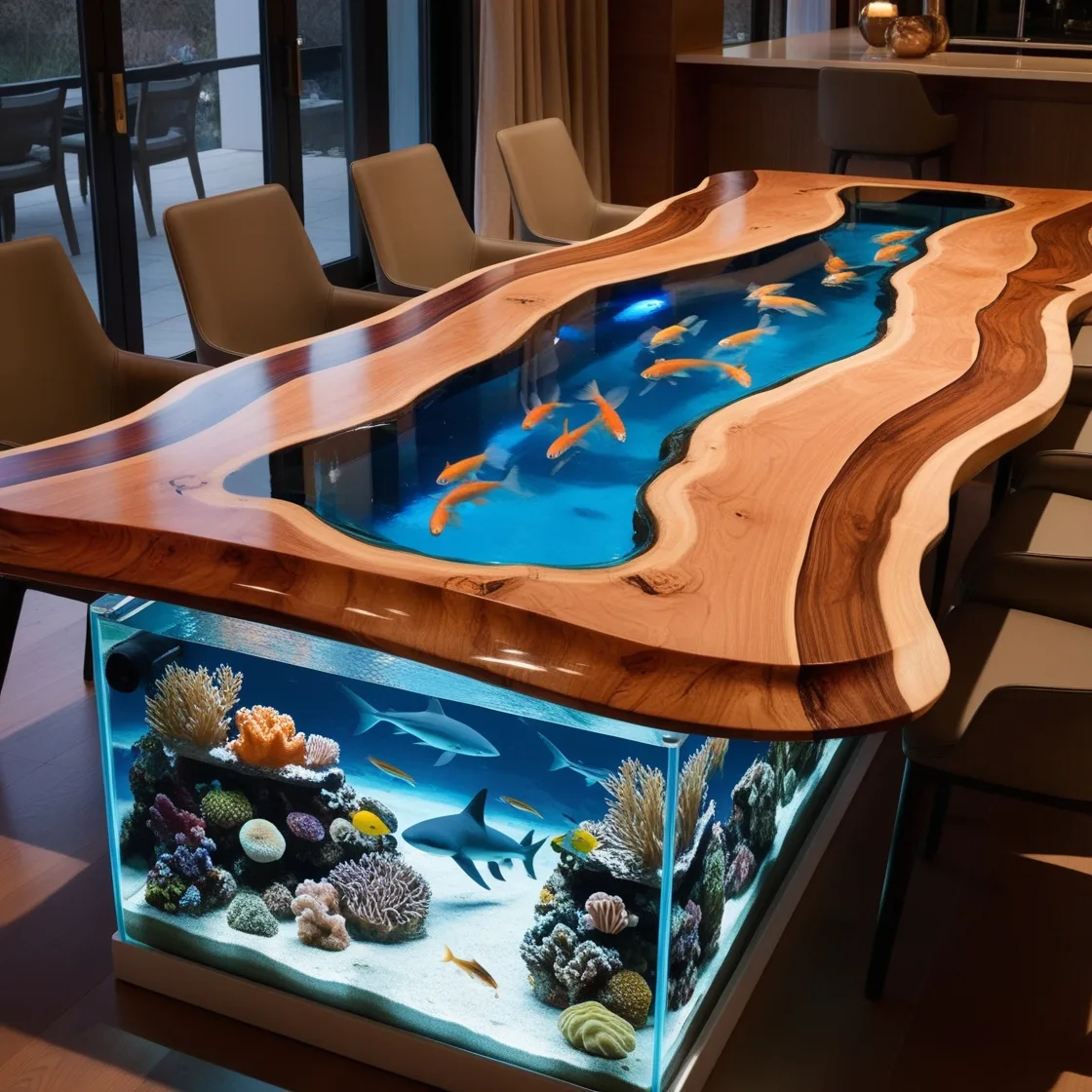 Dine with the Ocean: Experience Serenity with Aquarium Dining Tables