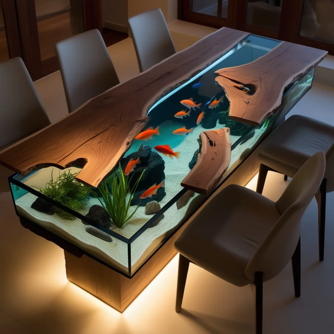 Dine with the Ocean: Experience Serenity with Aquarium Dining Tables