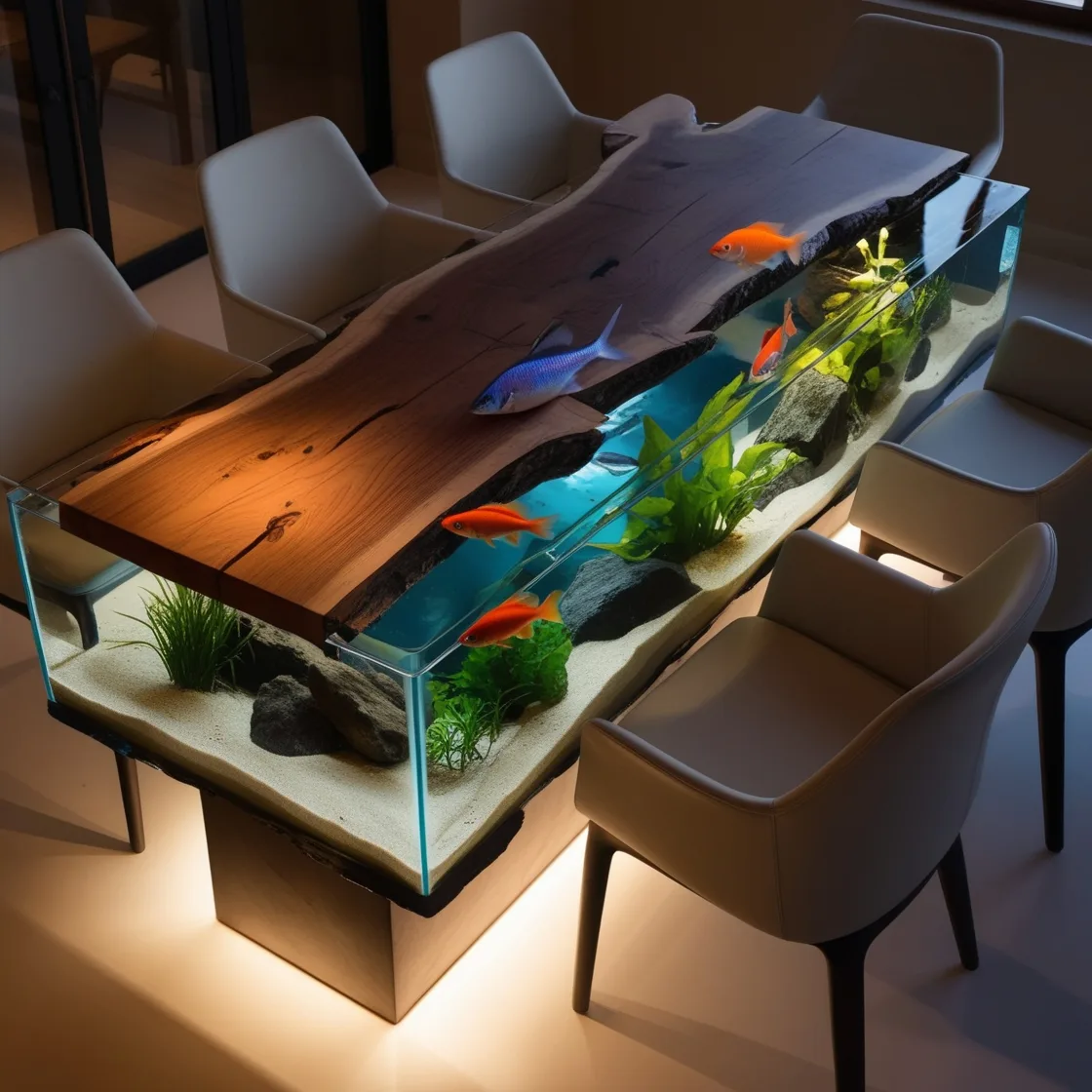 Dine with the Ocean: Experience Serenity with Aquarium Dining Tables