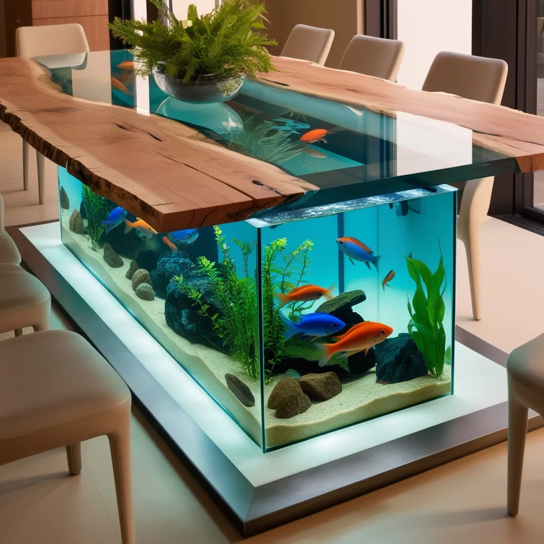 Dine with the Ocean: Experience Serenity with Aquarium Dining Tables