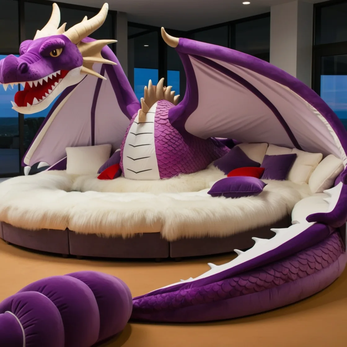 Unleash Your Inner Fantasy with Giant Fur Dragon Loungers: A Cozy Escape