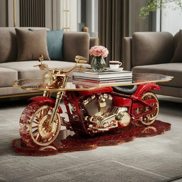 Motorcycle Epoxy Coffee Table: A Unique Blend of Style and Functionality