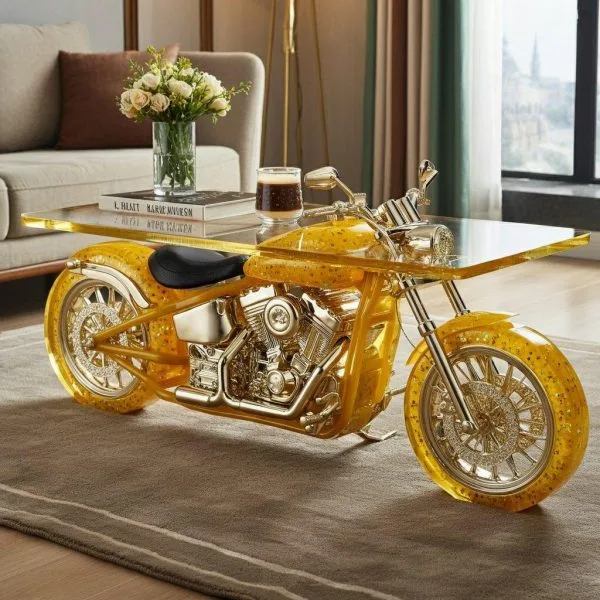 Motorcycle Epoxy Coffee Table: A Unique Blend of Style and Functionality