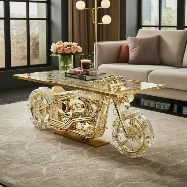 Motorcycle Epoxy Coffee Table: A Unique Blend of Style and Functionality