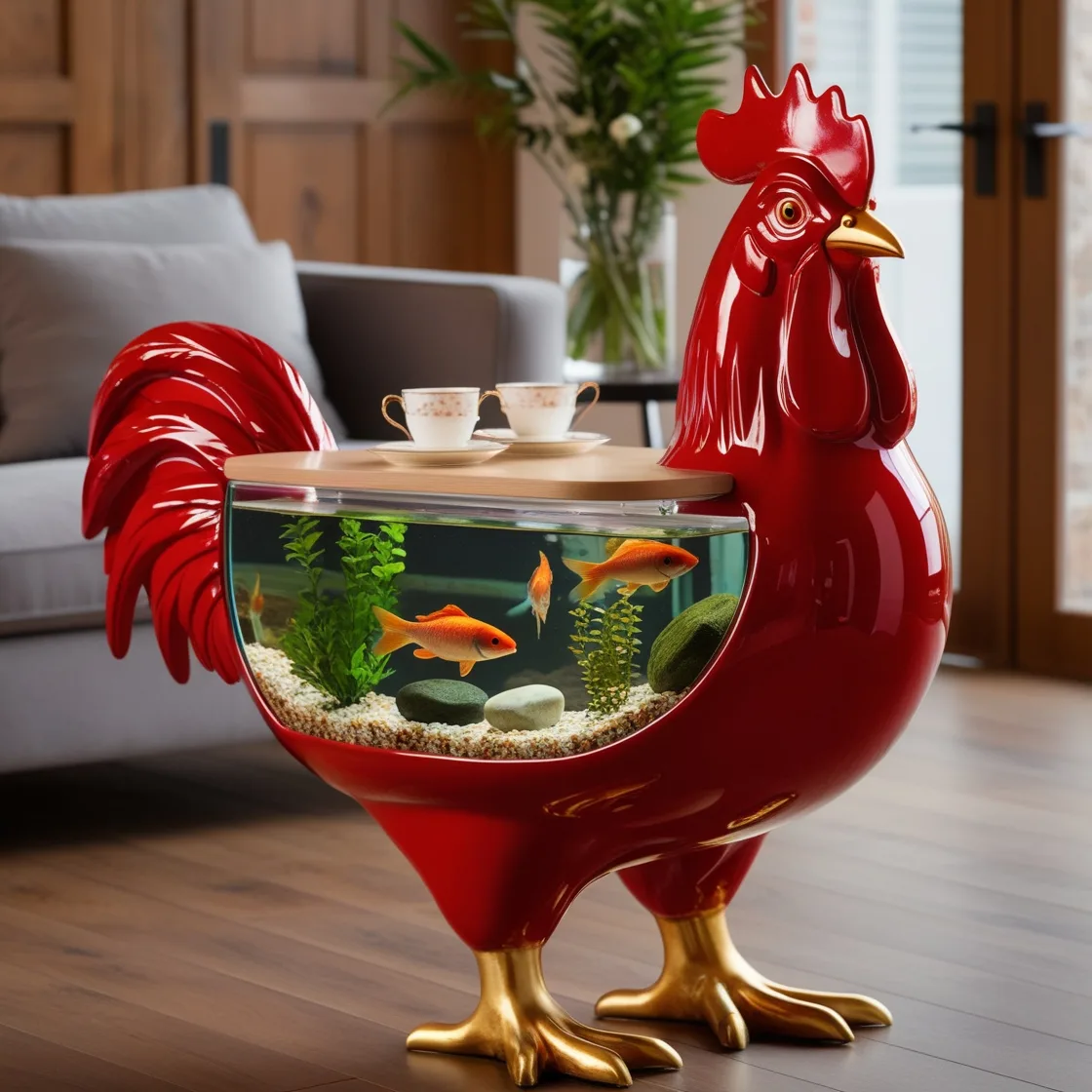 A Fusion of Art and Nature: Elevate Your Space with Rooster Aquarium Coffee Tables