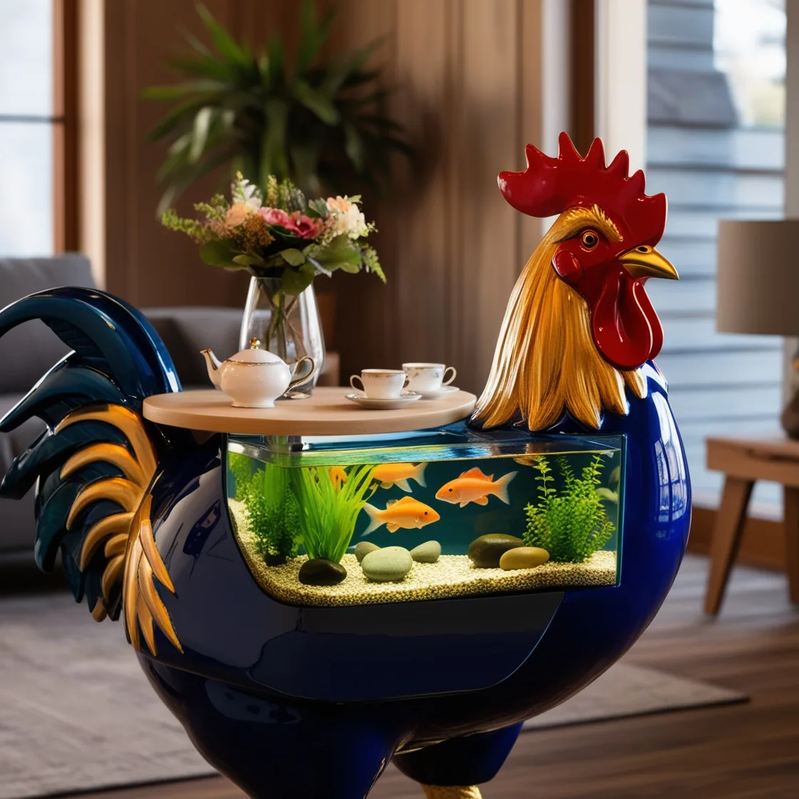 A Fusion of Art and Nature: Elevate Your Space with Rooster Aquarium Coffee Tables