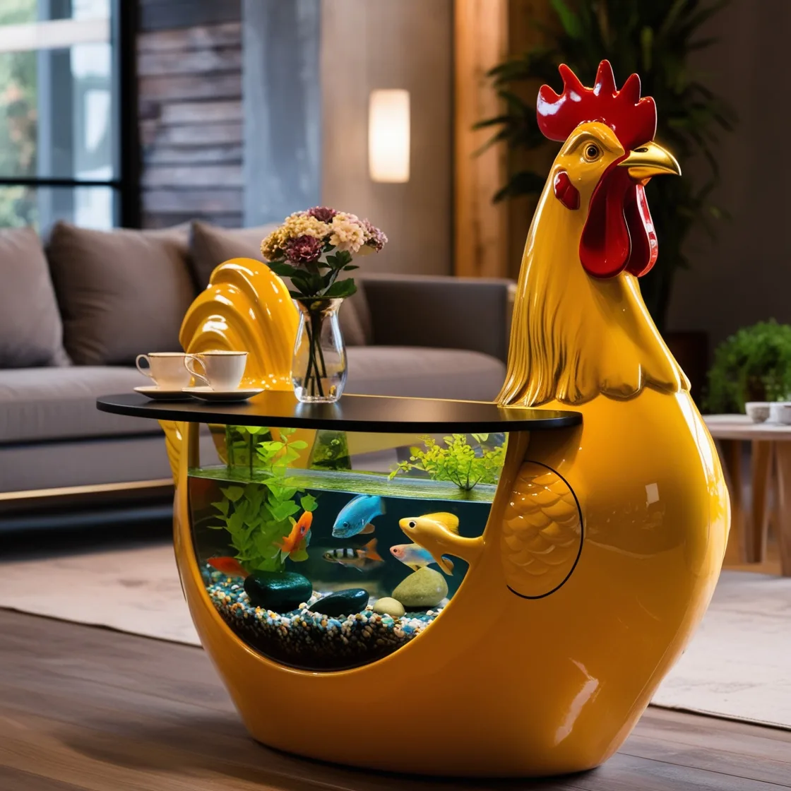 A Fusion of Art and Nature: Elevate Your Space with Rooster Aquarium Coffee Tables