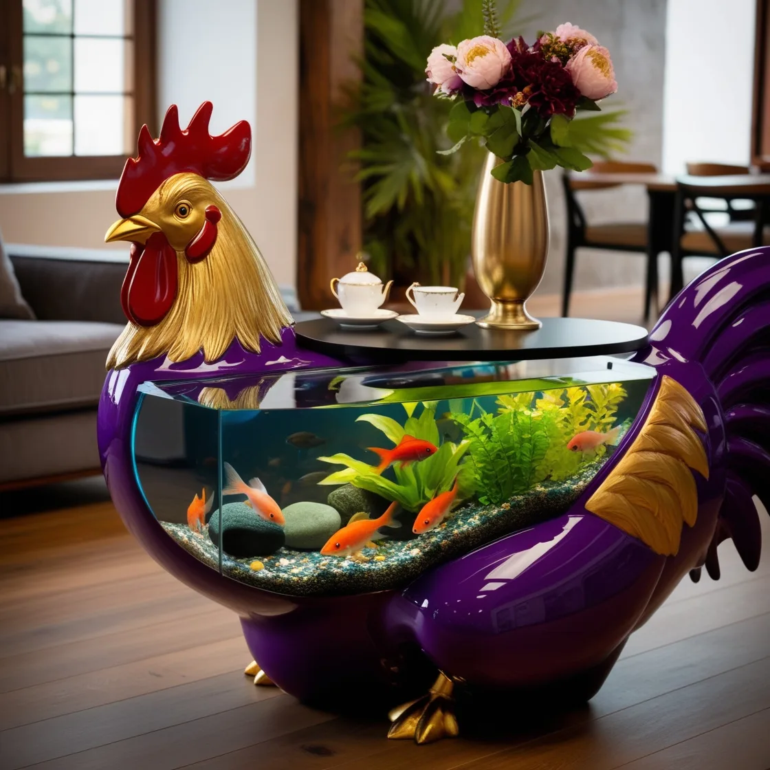 A Fusion of Art and Nature: Elevate Your Space with Rooster Aquarium Coffee Tables