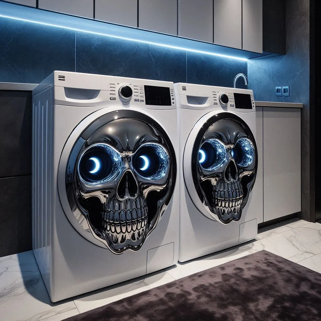 Bold and Edgy: Transform Your Laundry Room with Skull Shaped Washer and Dryer Sets