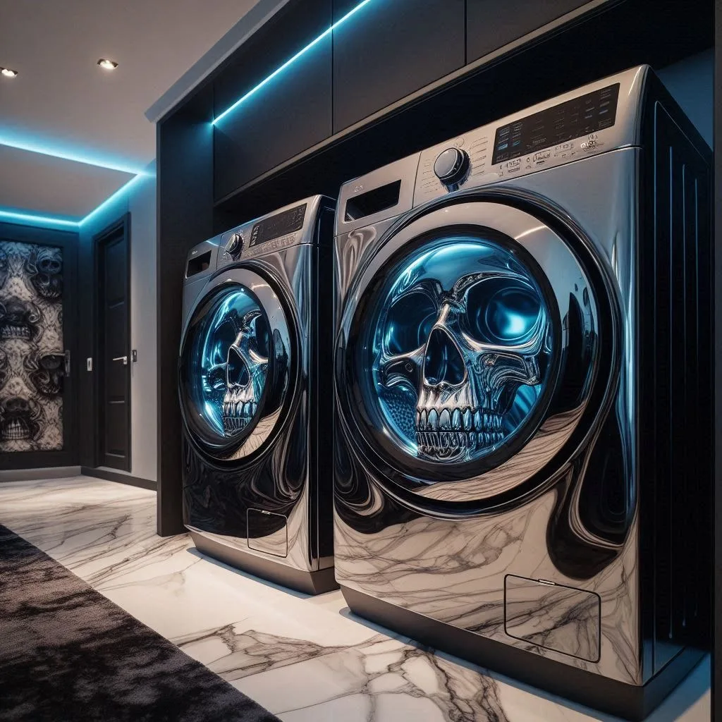 Bold and Edgy: Transform Your Laundry Room with Skull Shaped Washer and Dryer Sets