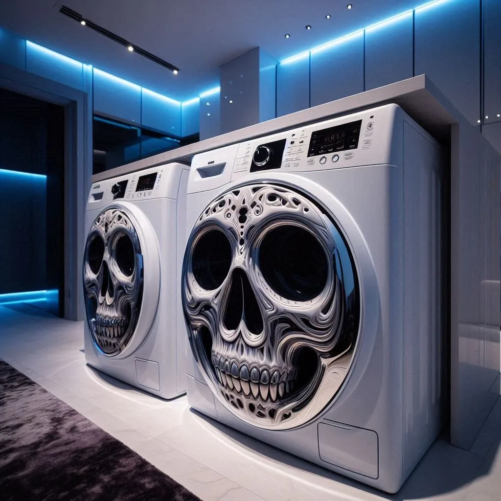 Bold and Edgy: Transform Your Laundry Room with Skull Shaped Washer and Dryer Sets