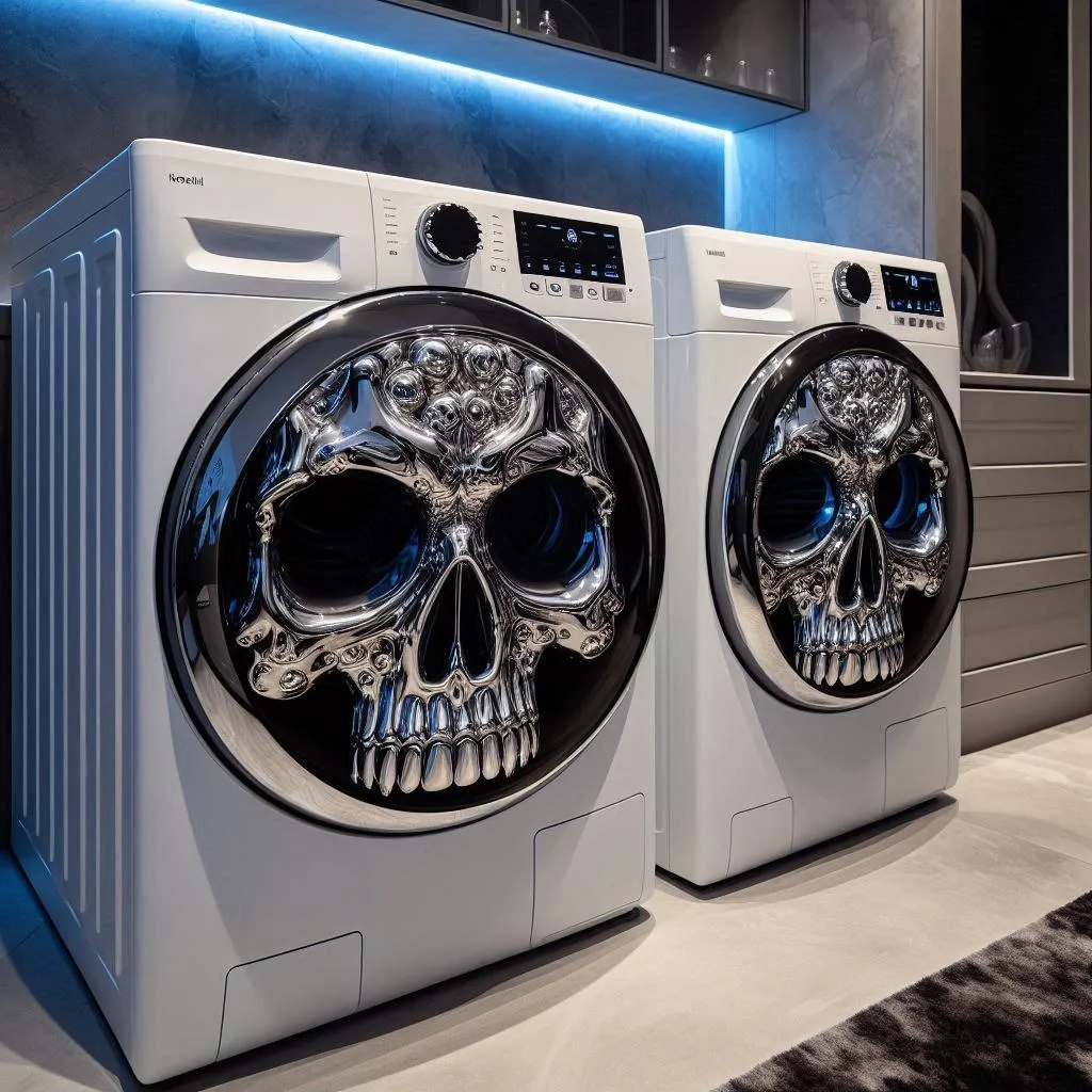 Bold and Edgy: Transform Your Laundry Room with Skull Shaped Washer and Dryer Sets