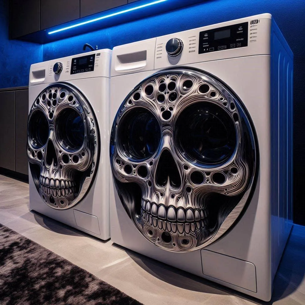 Bold and Edgy: Transform Your Laundry Room with Skull Shaped Washer and Dryer Sets