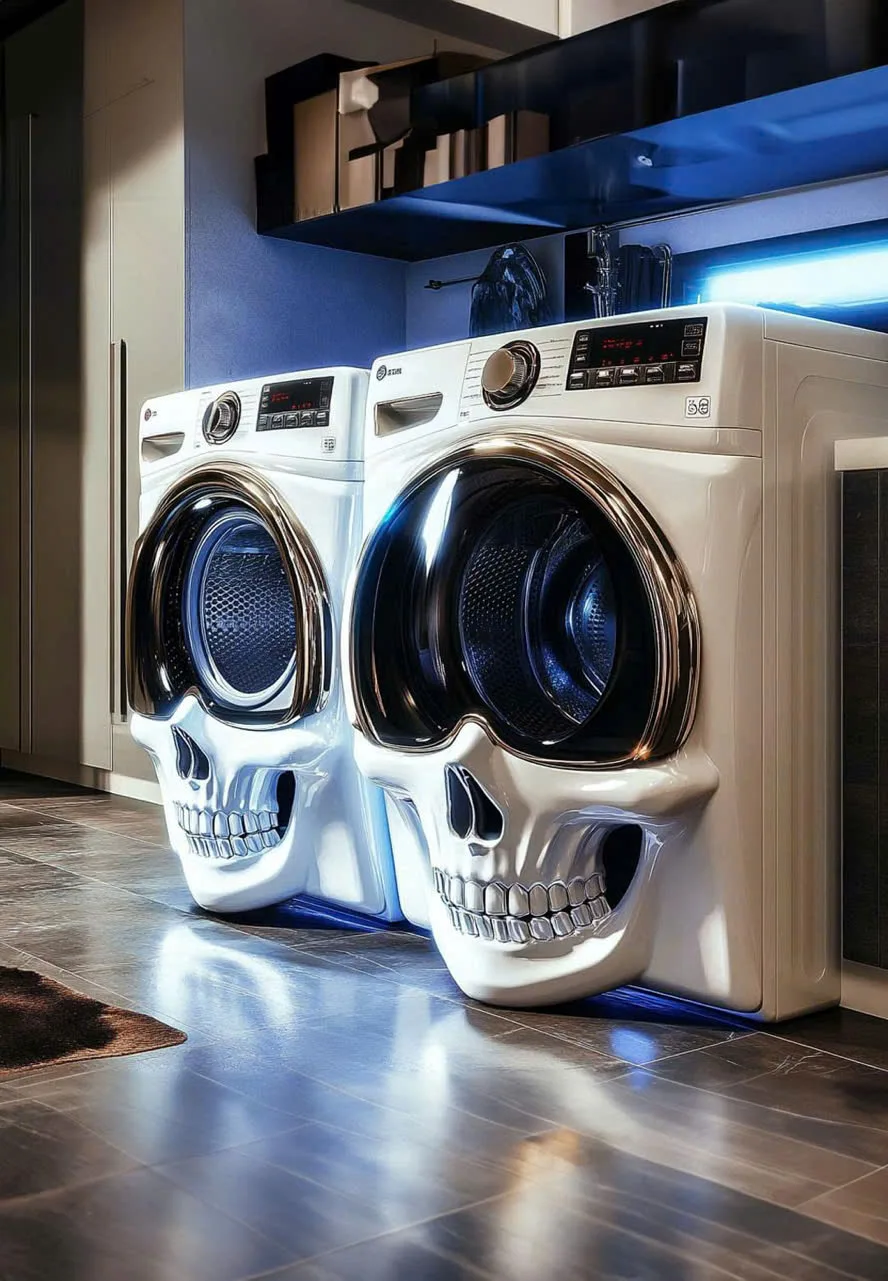 Bold and Edgy: Transform Your Laundry Room with Skull Shaped Washer and Dryer Sets