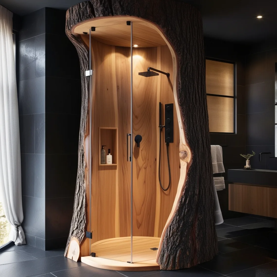 The Appeal of Tree Trunk Showers: Blending Nature with Functionality