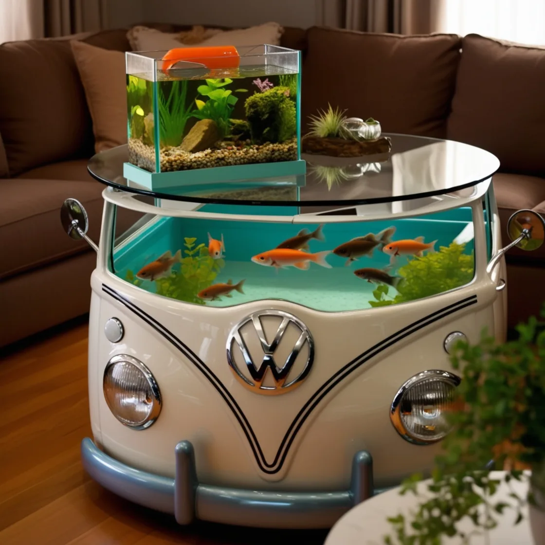 Infuse Your Space with Nostalgia: VW Bus Aquarium Coffee Table Design