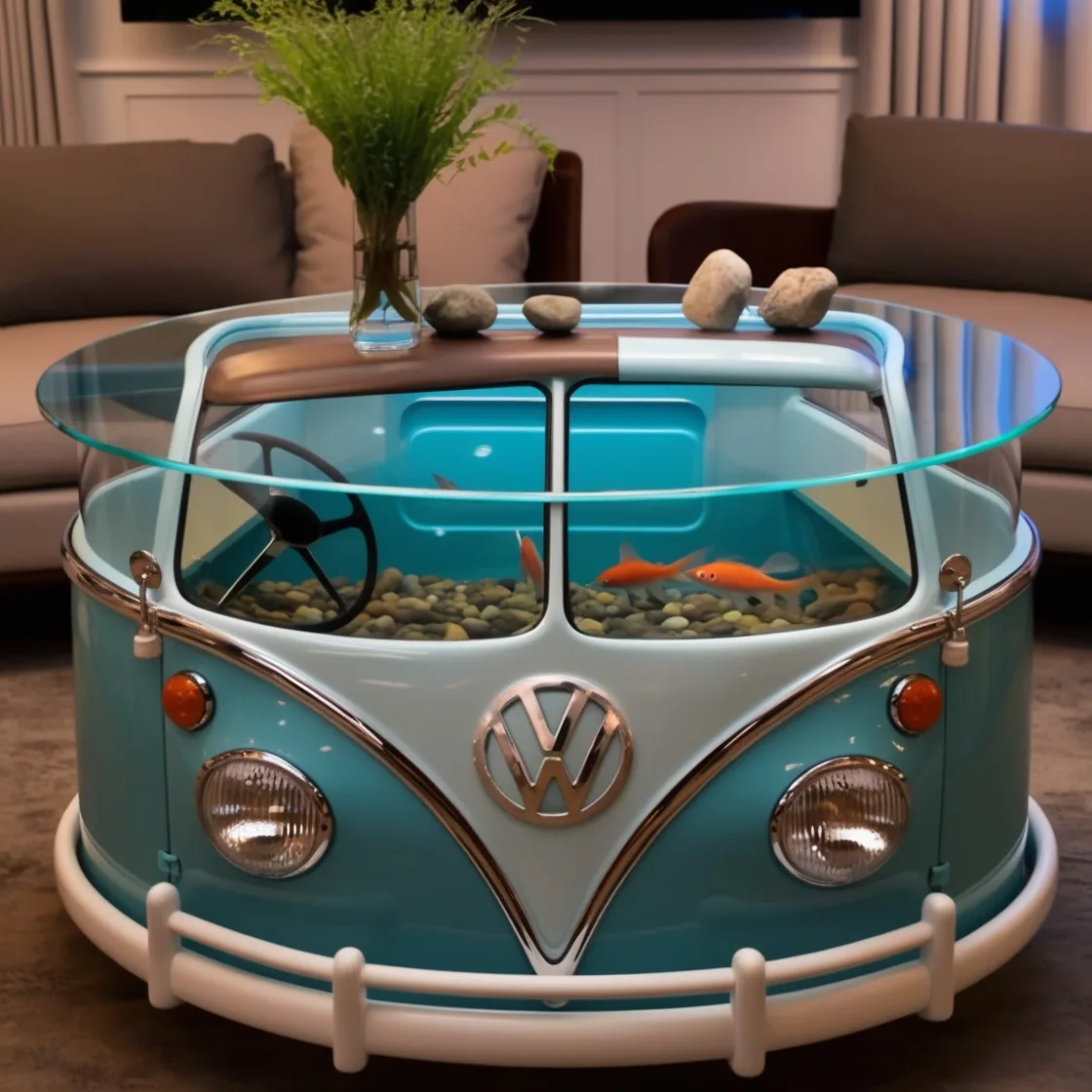 Infuse Your Space with Nostalgia: VW Bus Aquarium Coffee Table Design