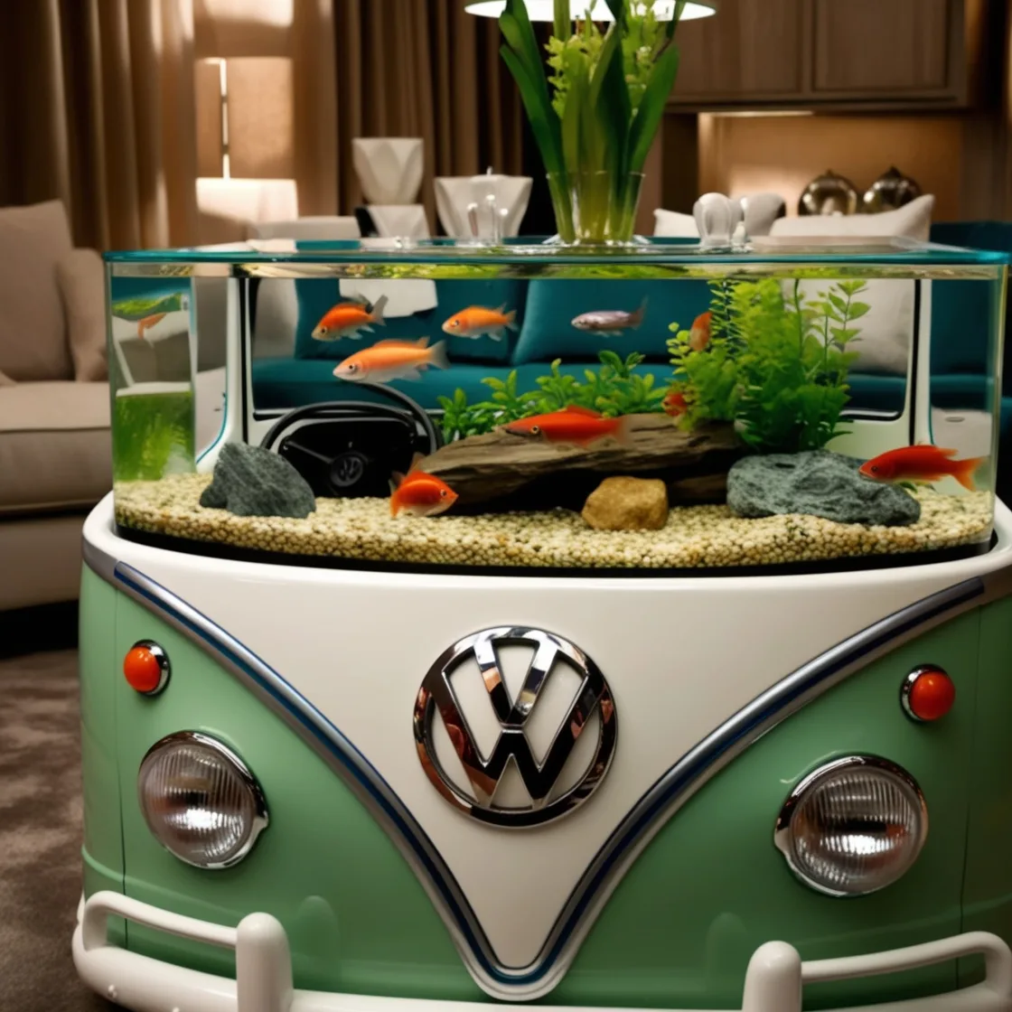 Infuse Your Space with Nostalgia: VW Bus Aquarium Coffee Table Design