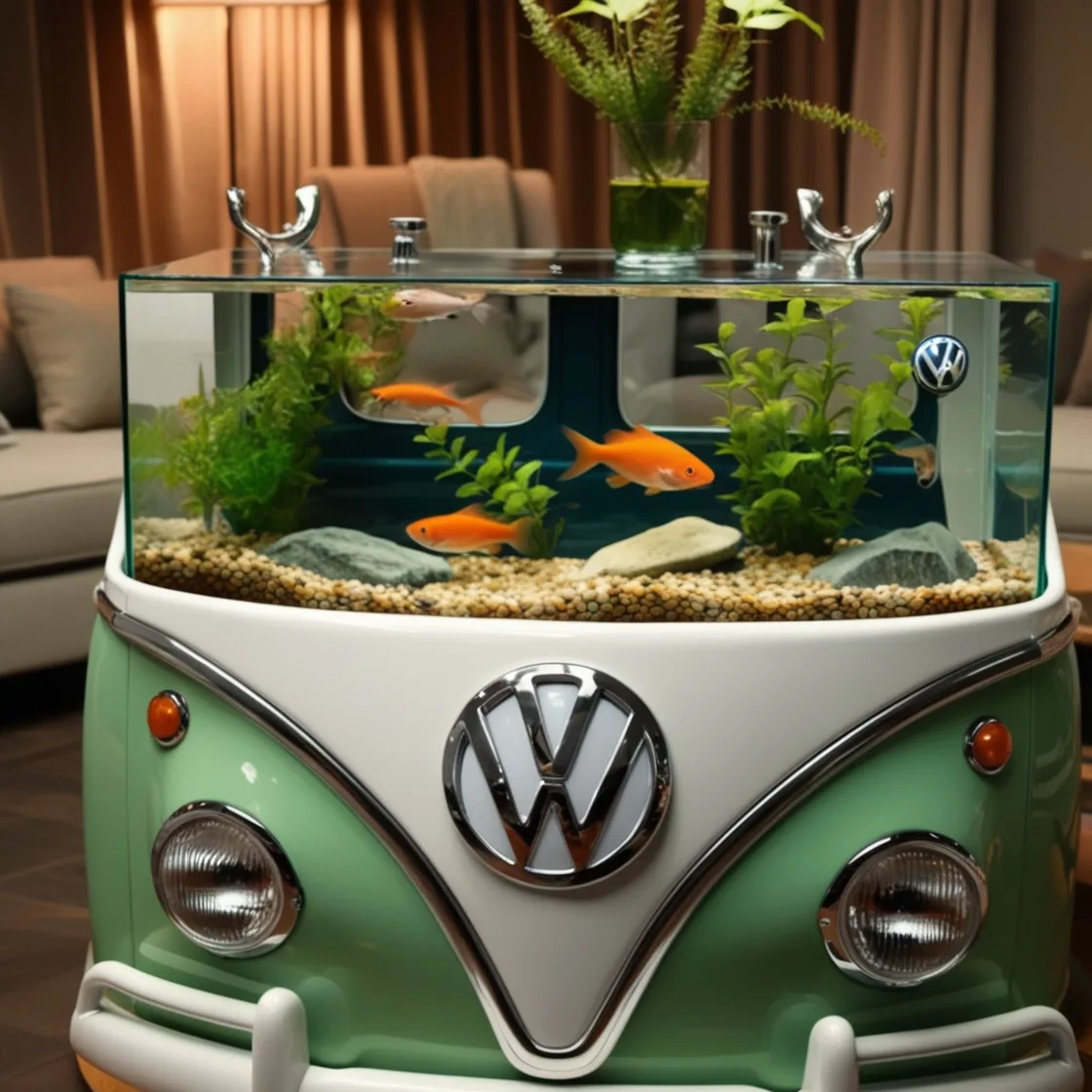 Infuse Your Space with Nostalgia: VW Bus Aquarium Coffee Table Design