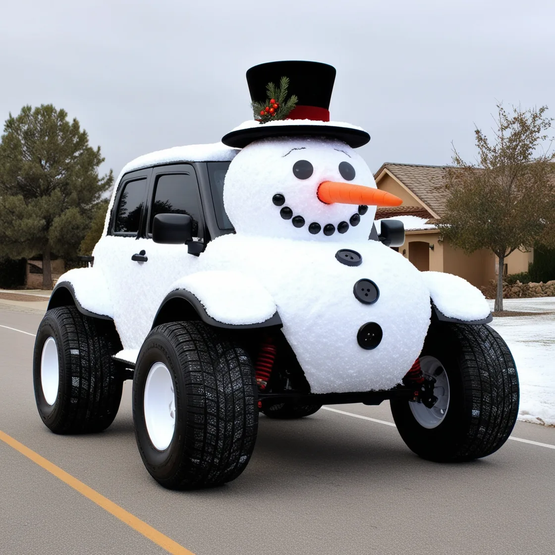 Frosty on the Road: Discover the Whimsical Snowman-Shaped Car