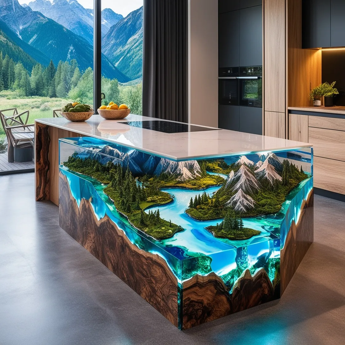 The Bold Beauty of Epoxy Active Scene Kitchen Islands: A Modern Kitchen Must-Have