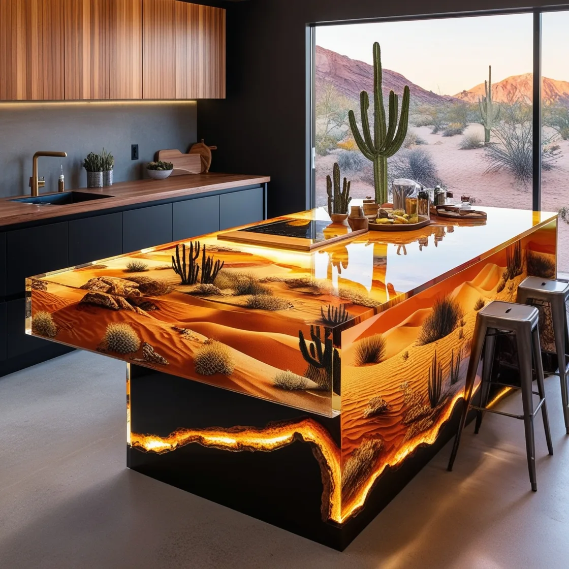 The Bold Beauty of Epoxy Active Scene Kitchen Islands: A Modern Kitchen Must-Have