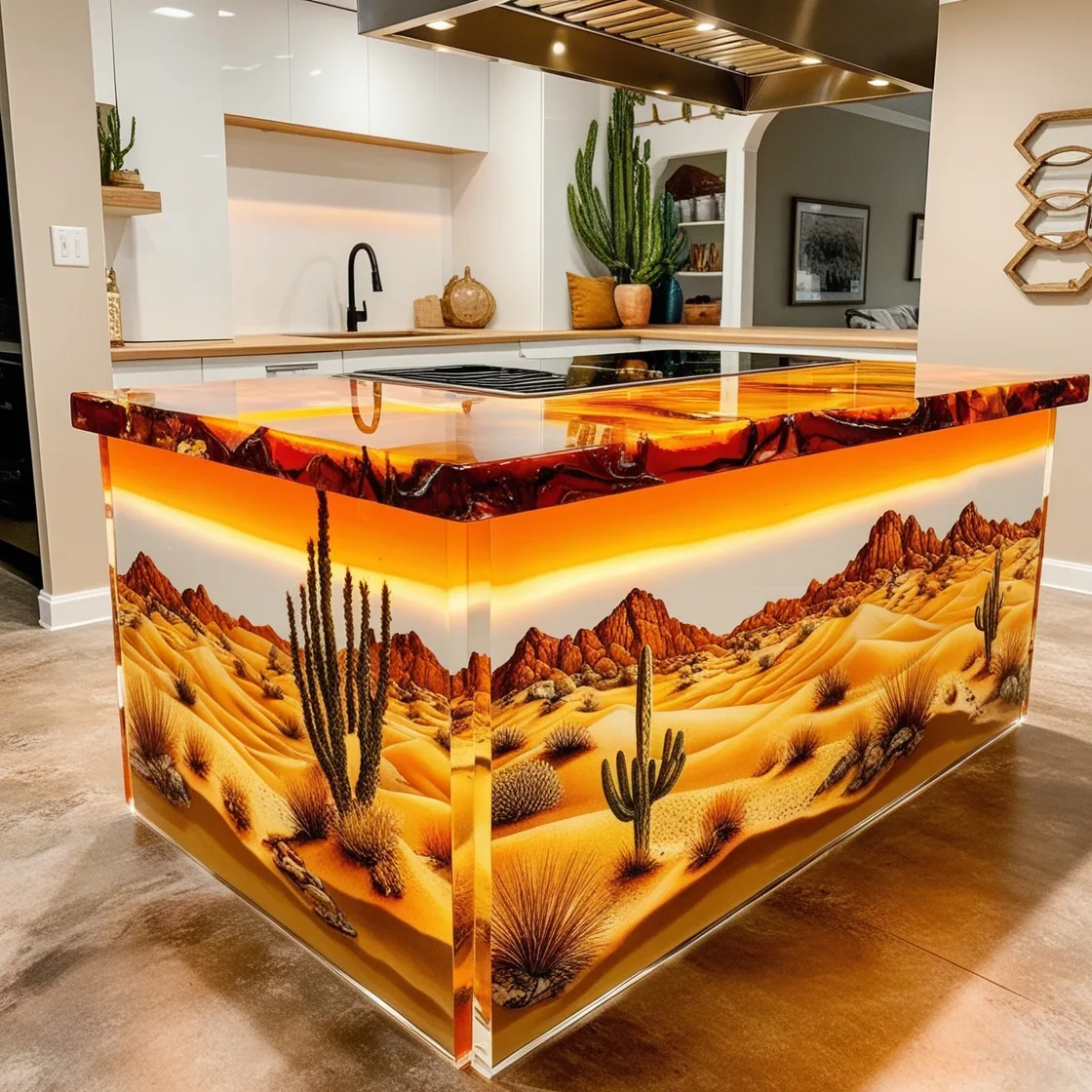 The Bold Beauty of Epoxy Active Scene Kitchen Islands: A Modern Kitchen Must-Have