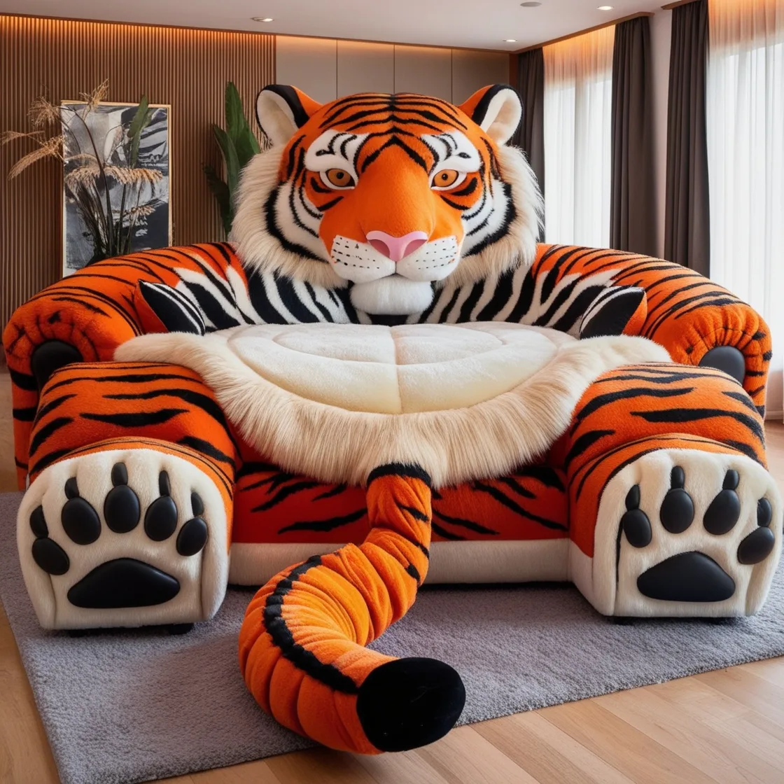 The Perfect Statement Piece: A Giant Tiger Shaped Lounge for Animal Lovers