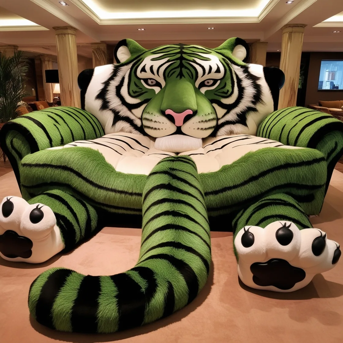 The Perfect Statement Piece: A Giant Tiger Shaped Lounge for Animal Lovers